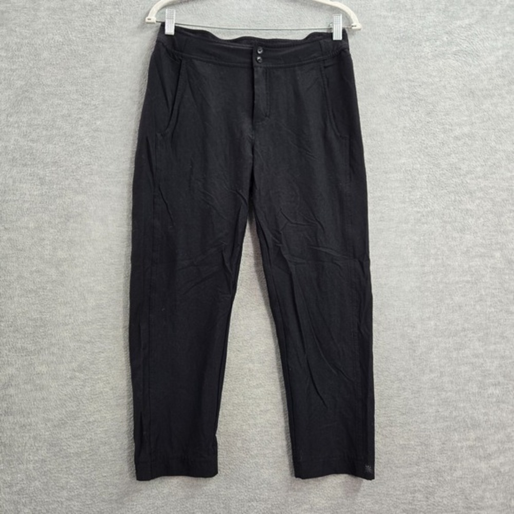 Royal Robbins Women Pants 8 Black Cropped Straight Nylon Spandex 23 in Inseam